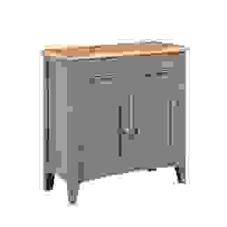 Oak Top With Slate Grey Painted Finish Compact Two Door/Drawer Sideboard